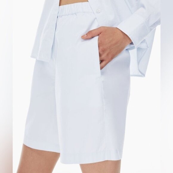 Aritzia Wilfred Free Breeze boxer Shorts High Waisted Poplin Cloud Blue Size S - Picture 1 of 14